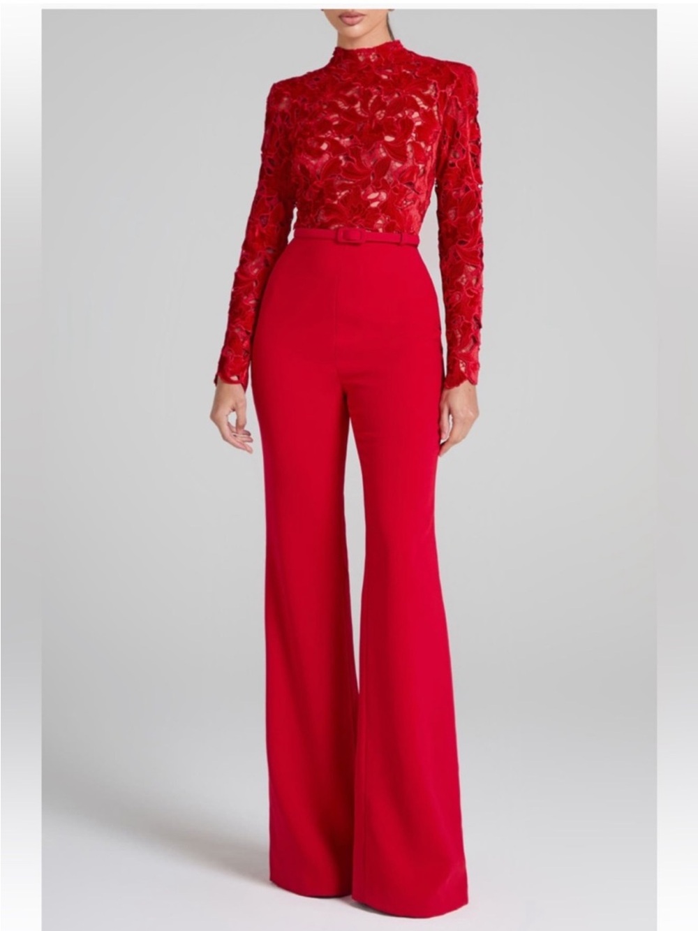 Nadine Merabi Eleanor Red Wide Leg Jumpsuit Red